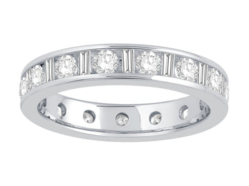14KW 1.5CTW Diamond Channel Set Baguette and Round 4MM Etern